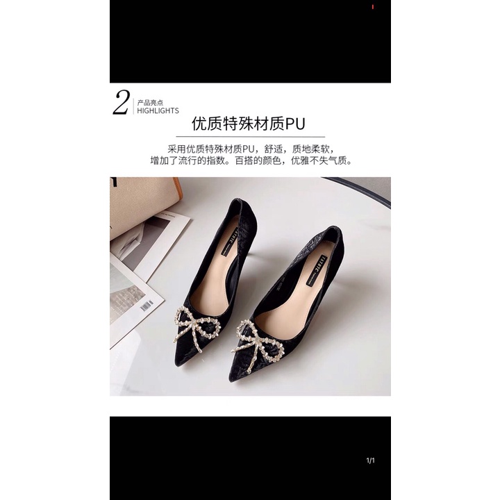 Giày Cao Gót Cao Cấp, Nơ Đá Cực Xinh