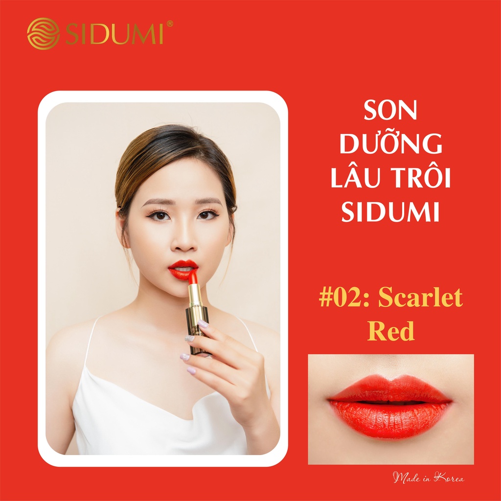 Son dưỡng môi có màu Sidumi Last Lipstick dưỡng ẩm lâu trôi chính hãng Hàn Quốc 4g SDM 602