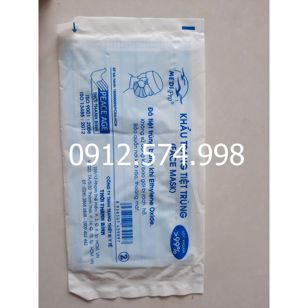 Khẩu trang tiệt trùng Medi-100 cái/bịch. Từng cái đóng riêng từng bịch | BigBuy360 - bigbuy360.vn