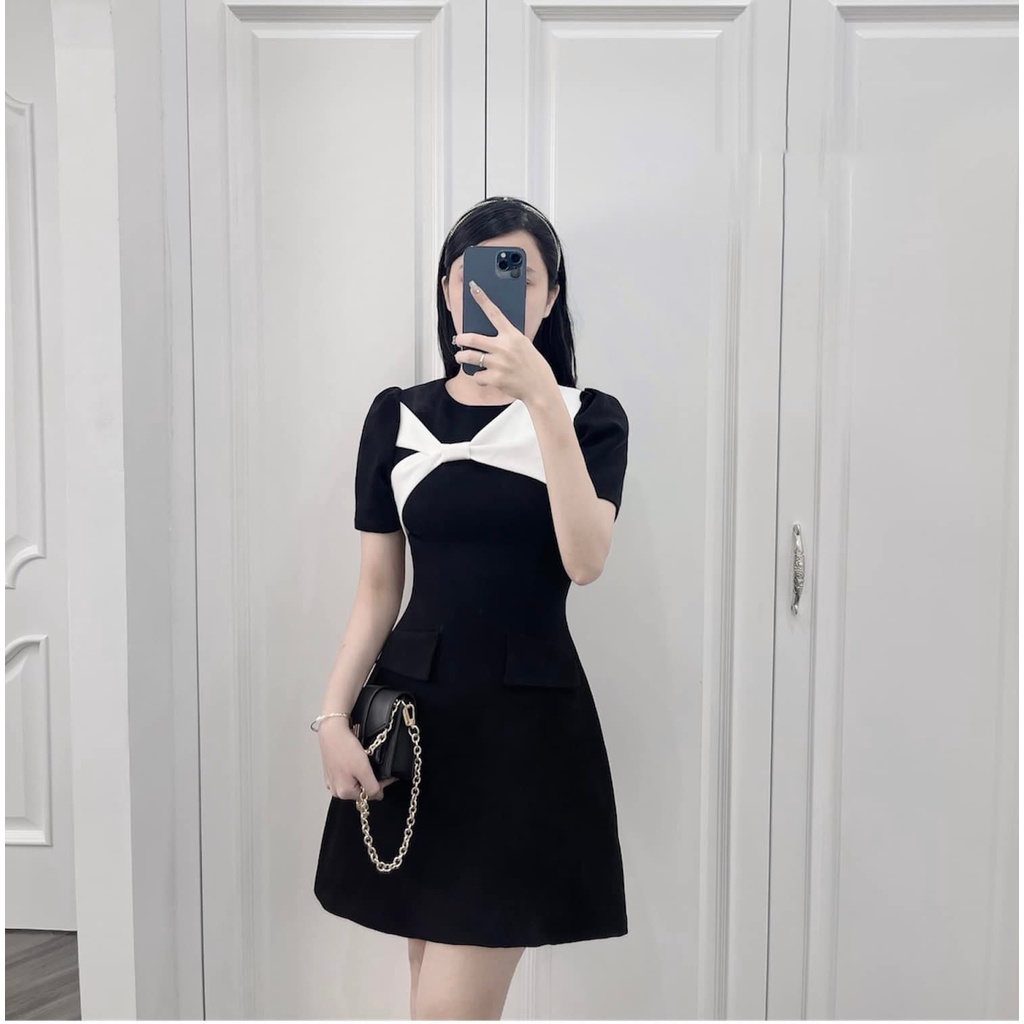 Váy Công Sở Đi đám cưới Thiết kế dáng Dáng Xòe màu Đen - N101
