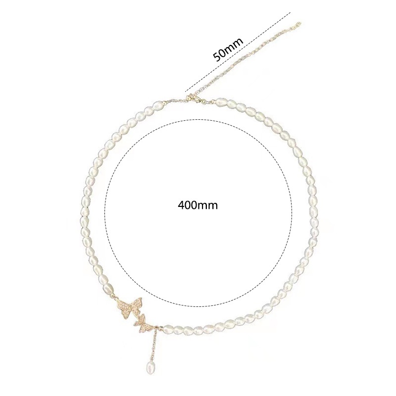 Vòng cổ choker hình bướm đính ngọc trai giả thời trang Hàn Quốc cao cấp sang trọng