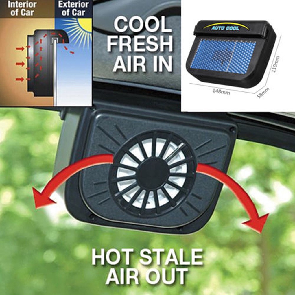 [Coco]Auto Fan Cooler Solar Powered Car Window Windshield Auto Air Vent Cooling Fan Cooler for 2545655 Motor