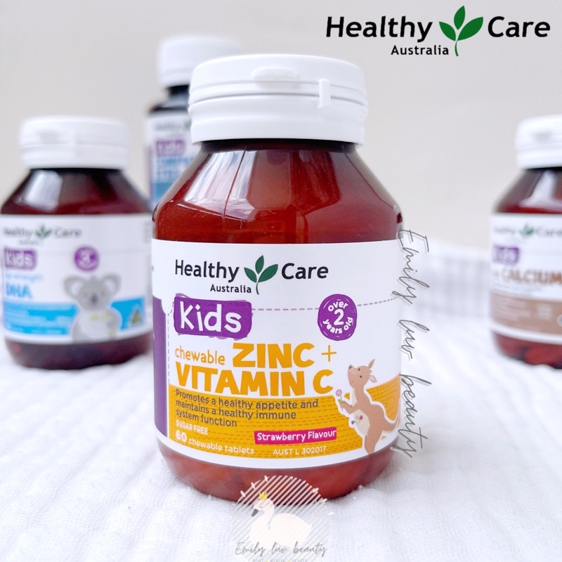 Viên nhai bổ sung Kẽm Healthy Care Zinc + Vitamin C cho bé 2 tuổi +