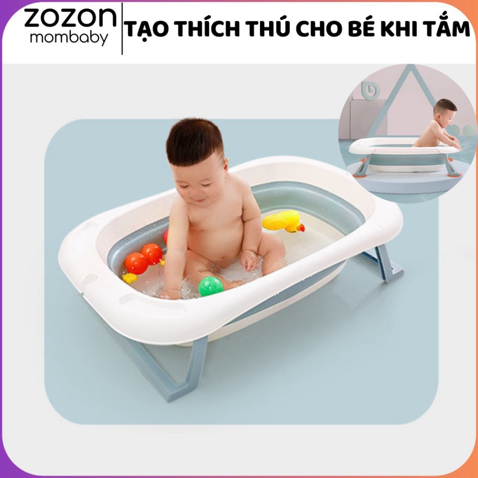 Chậu tắm cho bé gấp gọn báo nhiệt độ, thau tắm cho trẻ sơ sinh từ 0-5 tuổi, vòi hoa sen "