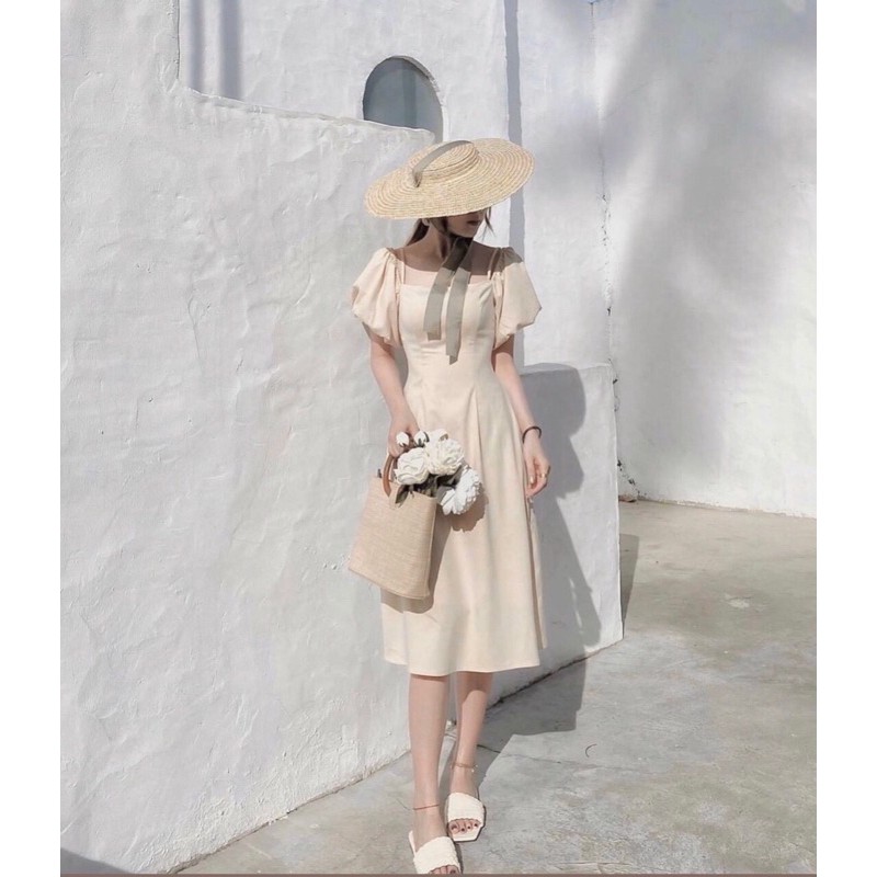 ĐẦM DA RỚT VAI TAY NGẮN PHỒNG - LERA DRESS T176 | BigBuy360 - bigbuy360.vn