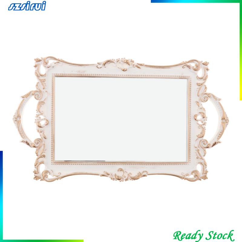 [szsirui] Khay Đựng Nước Hoa Tráng Gương Trang Sức Màu Trắng Cổ Điển
