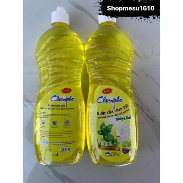 Nước rửa bát hương chanh 800ml cao cấp ChiCaPhe Hàng Việt Nam An Toàn Tuyệt Đối
