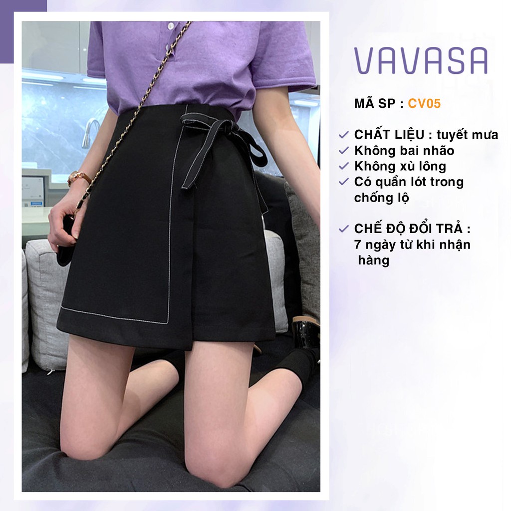 Chân váy chữ a ngắn lưng cao bigsize trơn công sở đính nơ chỉ viền trắng  CV05 | BigBuy360 - bigbuy360.vn