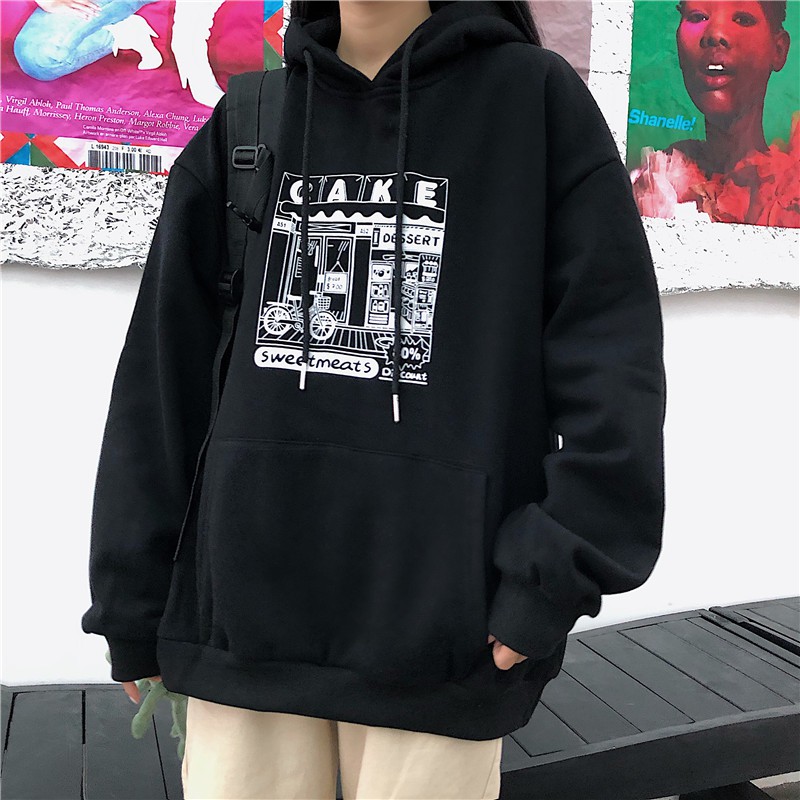 Áo hoodie unisex nữ form rộng dài, hoodie nữ unisex form rộng màu đen be có mũ thời trang - UNA04 | BigBuy360 - bigbuy360.vn