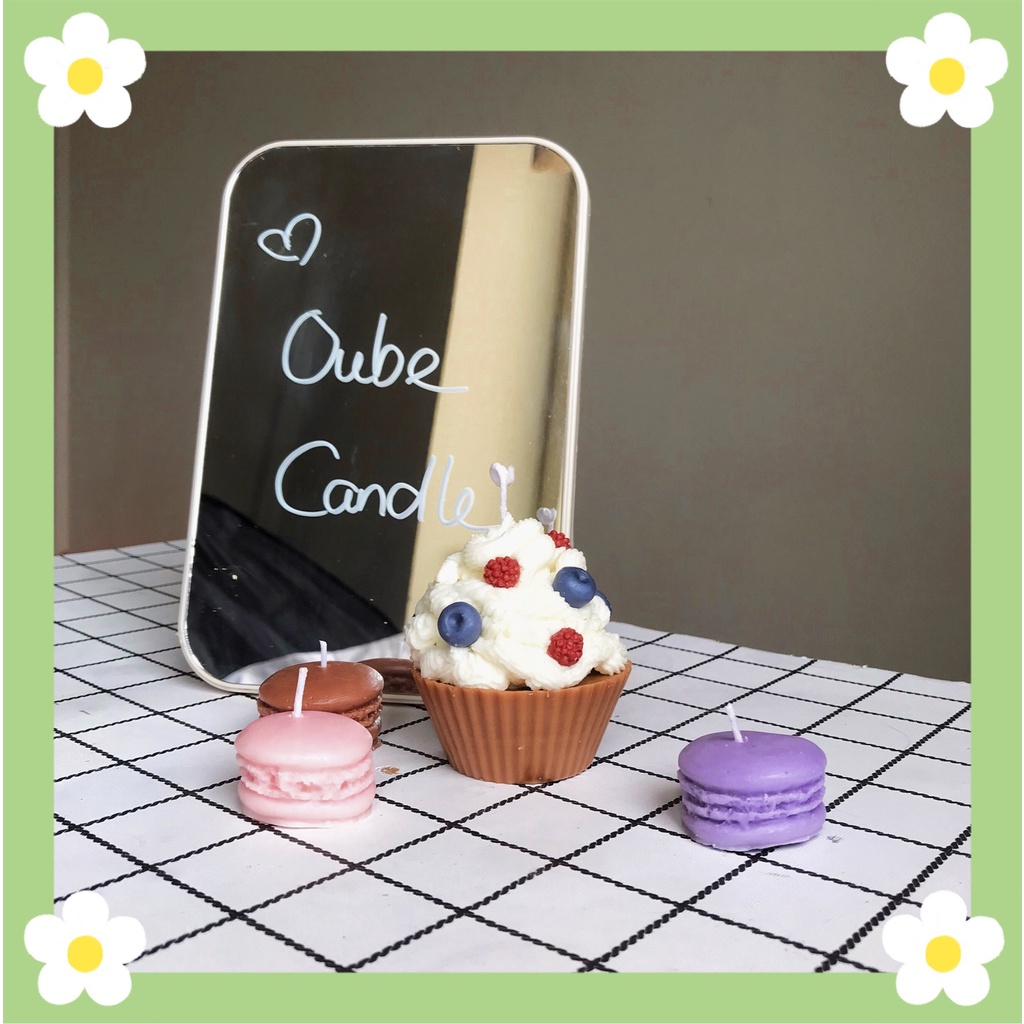 Nến Thơm Handmade Tinh Dầu Cao Cấp Tạo Hình CUPCAKE Không Khói Trang Trí Siêu Xinh | Oube Candle NT77