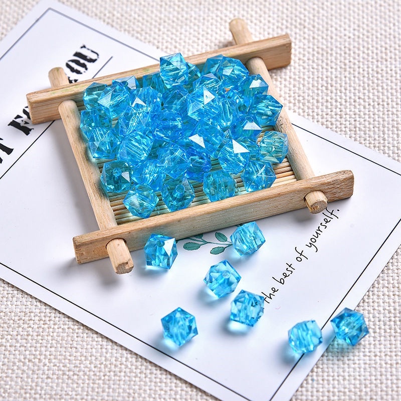Hạt cườm nhựa vuông cỡ 10mm,100g các màu làm hoa, đồ trang trí