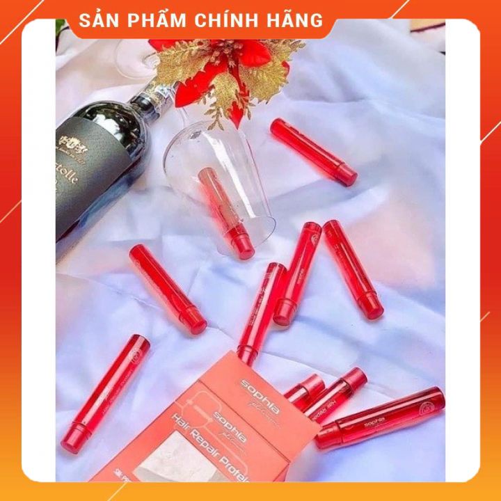 Huyết thanh protein  sophia( hộp 10 ống màu đỏ )phục hồi tóc hư tổn khi uấn duỗi nhuộm  la,f dai sợi tóc tức thì -