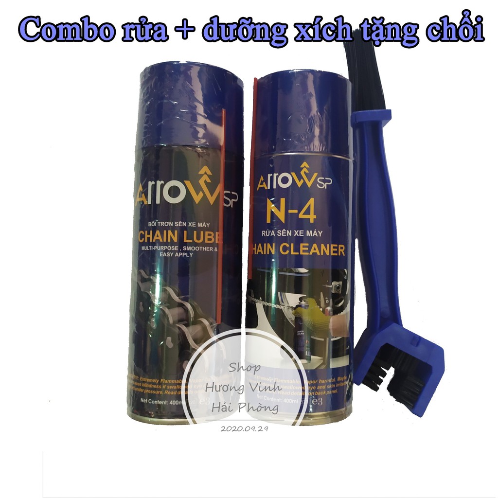 COMBO XỊT RỬA VỆ SINH SÊN DĨA XÍCH VÀ XÍT DƯỠNG XÍCH TẶNG CHỔI RỬA