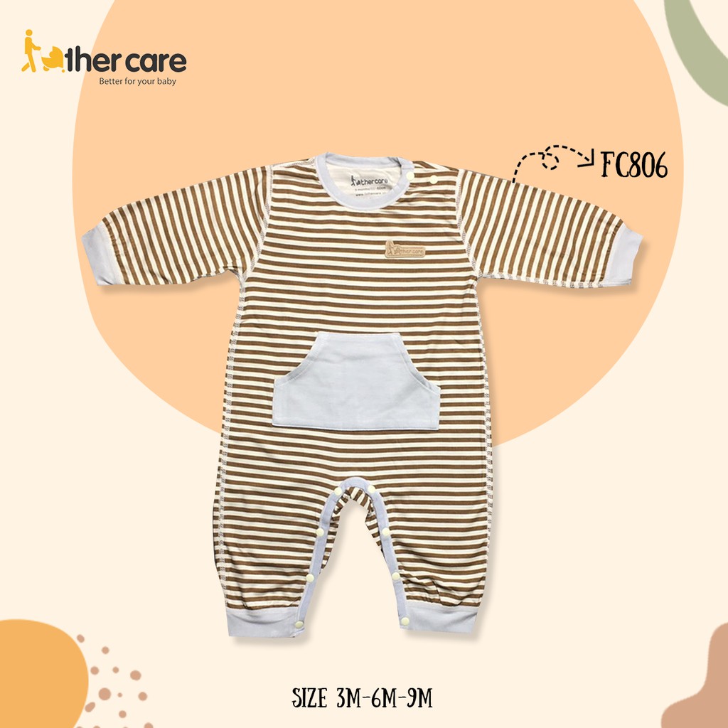 Body sơ sinh FatherCare DT Cài Vai - Kẻ phối túi FC806