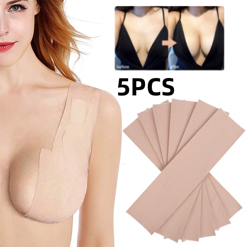 Set 5 Băng Dán Ngực 5*20CM Tự Dính Nâng Ngực Vô Hình Chống Chảy Xệ Thân Thiện Với Làn Da