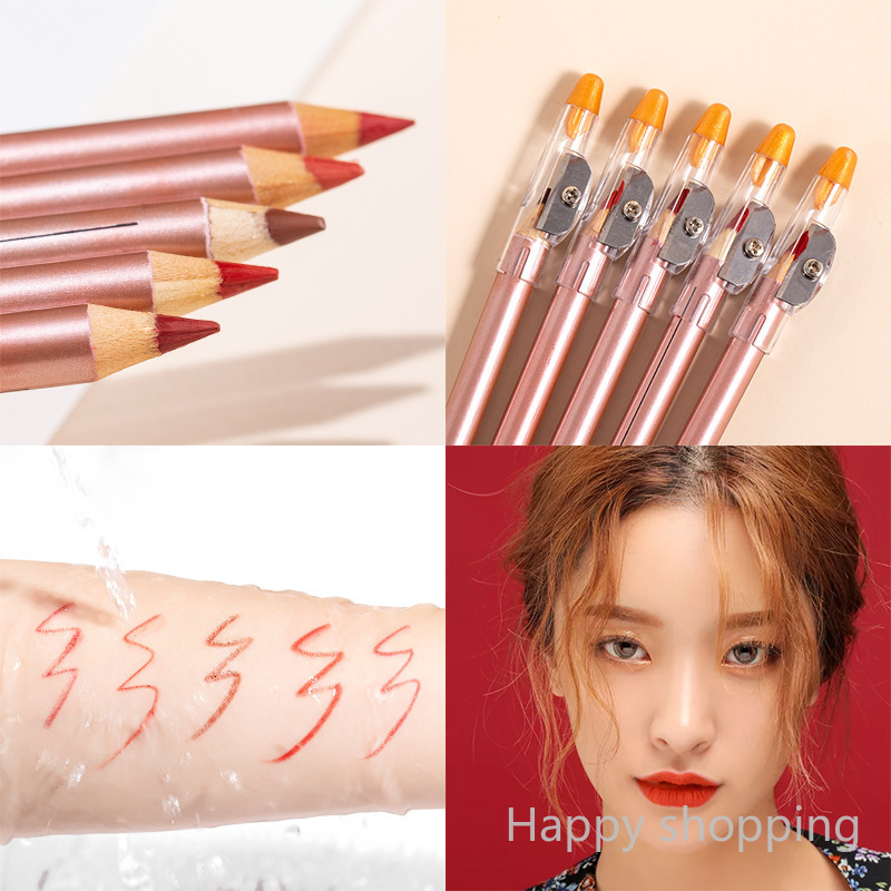 (Hàng Mới Về) Son Môi Kiêm Bút Kẻ Viền Môi Dưỡng Ẩm Chống Thấm Nước Không Phai Màu