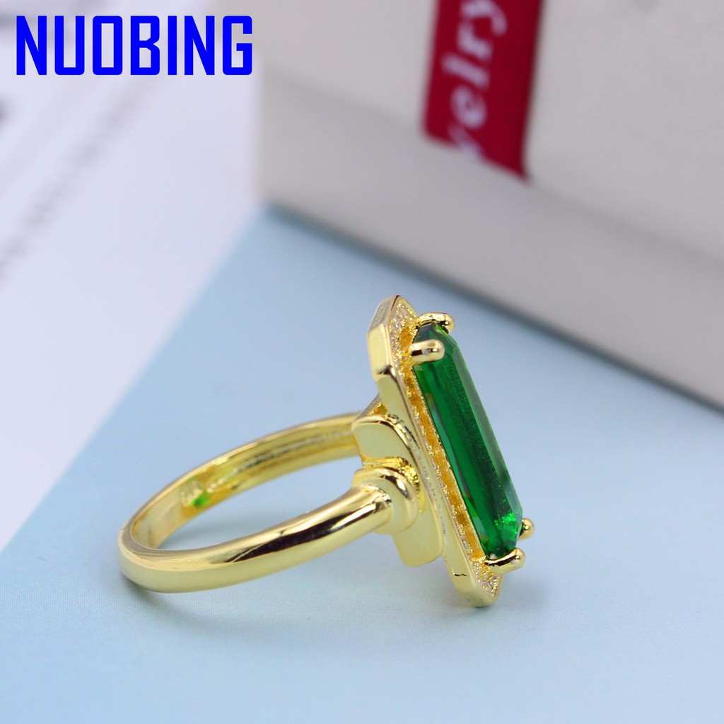 14K Gold Green Emerald Agate Rings Anillos De Turquoise Diamond Bague Or Jaune Bizuteria Gemstone Peridot Ring Bijoux Femme Anel|Rings|