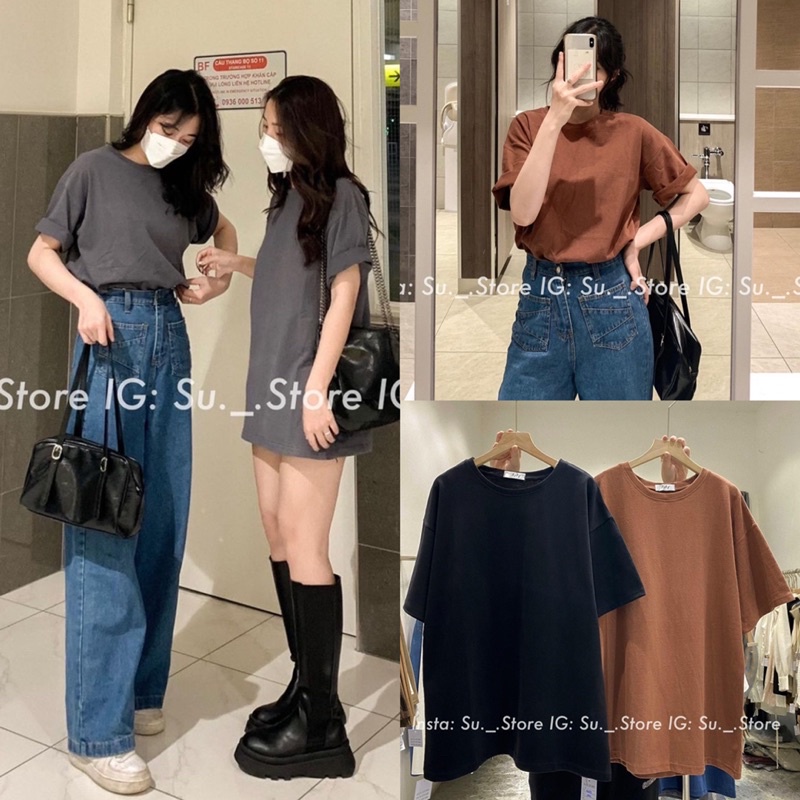 [Ảnh thật/Video]Áo phông trơn form rộng hàng Quảng Châu Áo pull phong cách Hàn Quốc