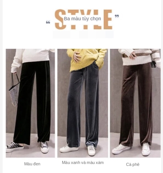 Quần nhung ống suông dài thời trang cho nữ