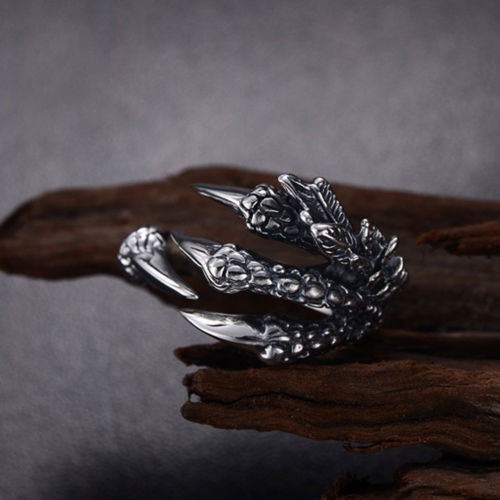 Nhẫn Hợp Kim Hình Móng Vuốt Rồng Phong Cách Gothic