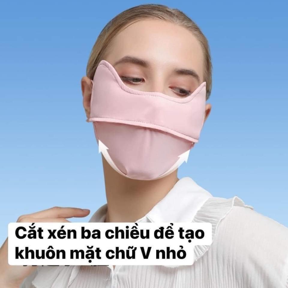 Combo 2 khẩu trang chống tia cực tím UPF 50 vải thông hơi thoáng mát thiết kế che hai bên gò má