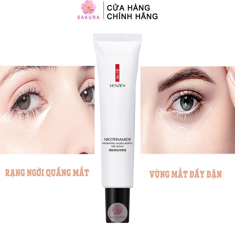 Kem Dưỡng Da Mắt NICOTINAMIDE VENZEN Dưỡng Ẩm Xoá Mờ Nếp Nhăn Loại Bỏ Quầng Thâm Chống Lão Hóa Xoá Tinh Chất Dưỡng Mắt