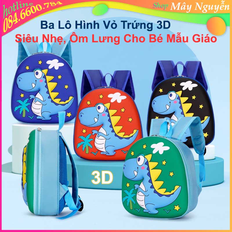 Balo Hình Vỏ Trứng Khủng Long và Poni 3D Siêu Nhẹ Cho Bé Từ 1 Đến 6 Tuổi Mẫu Hè 2022