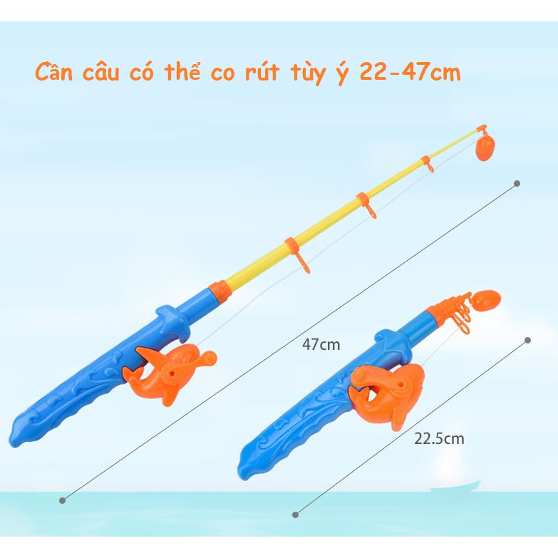 Bộ Đồ Chơi ⚡Câu Cá Nam Châm⚡Cho Bé Bao Gồm 24 con cá các loại 2 Cần Câu +1 Bể phao hơi + 1 Vợt