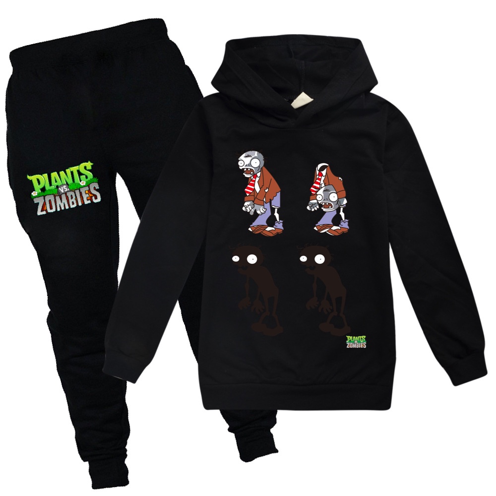 Bộ Đồ 2 Món Gồm Áo Hoodie In Hình Plants Vs Zombies Kèm Quần Dài Thời Trang Xuân Thu Cho Bé Trai