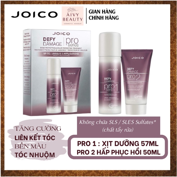 Bộ Sản Phẩm Bảo Vệ &amp; Tăng Cường Liên Kết Tóc JOICO Defy Damage Pro Stylist 2 Bước - TRIAL KIT 1 BỘ 2 CHAI