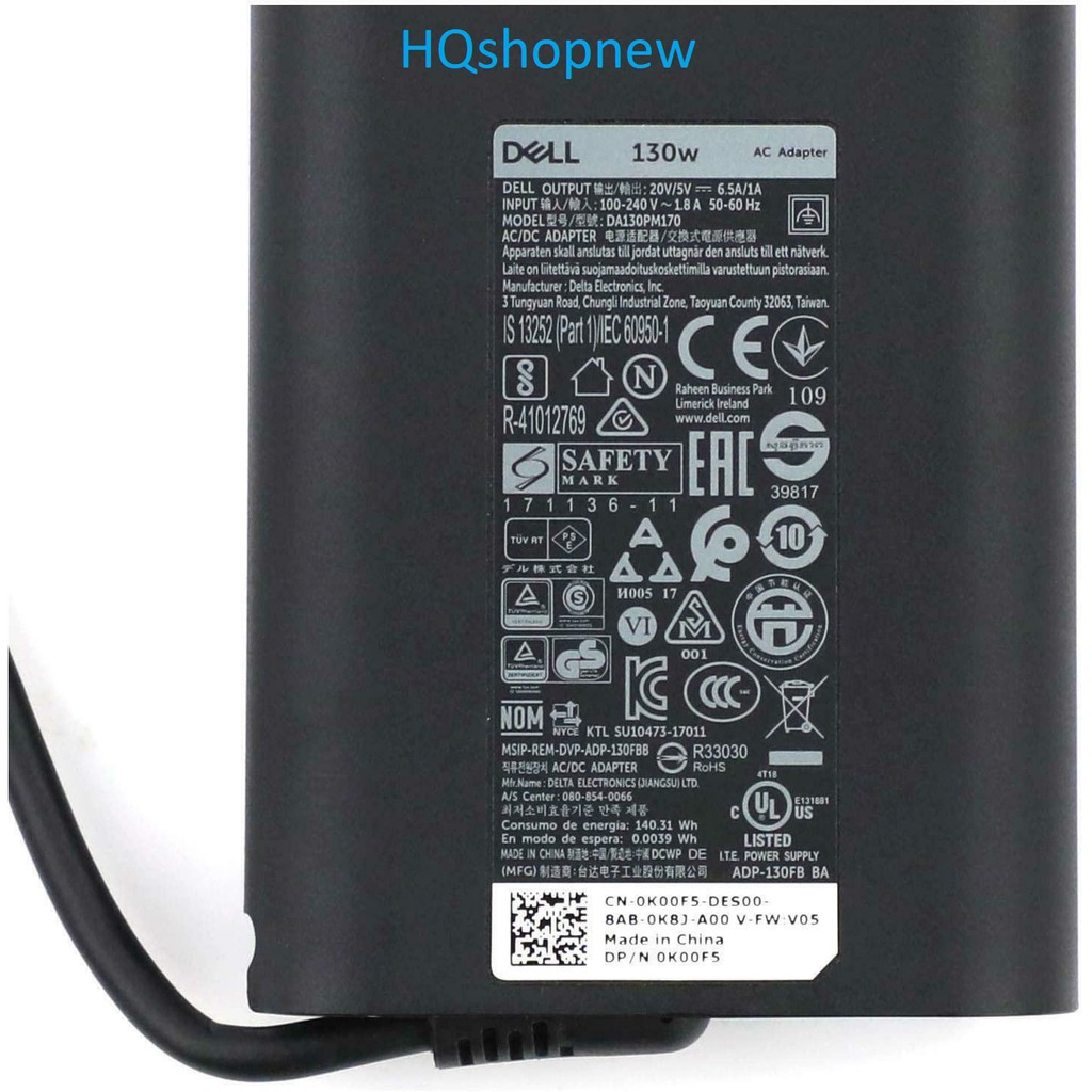 ⚡️[Sạc zin] Sạc laptop Dell 20V - 6.5A - 130W (5V - 1A) Chân C