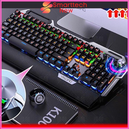 Bàn Phím Cơ Gaming K100 Full LED,Bàn Phím Máy Tính Có Dây Kê Tay Phím Cơ Gõ Cực Chất Cho Laptop Máy Tính PC