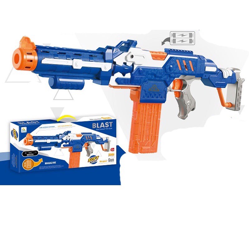 Đồ Chơi Trẻ Em SUNG Nerf Giá Rẻ Pin Sạc Dùng Que Xốp Mềm NE2