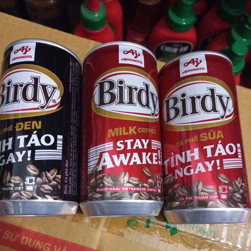 Cà phê lon Birdy sữa và đen 170ml