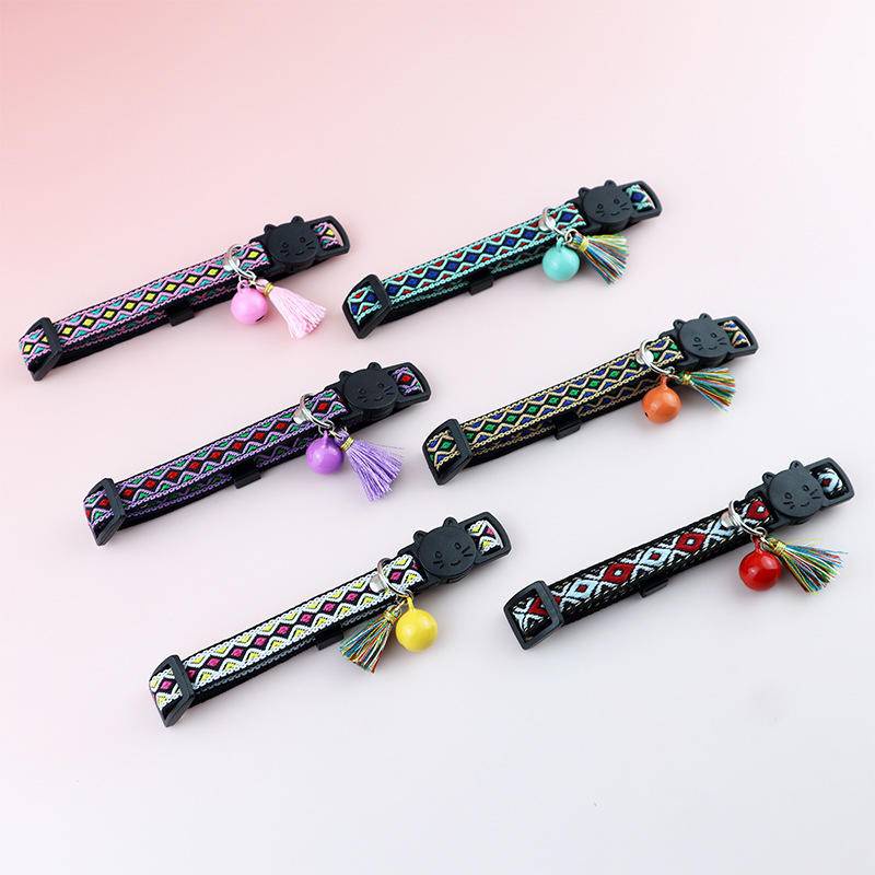 Vòng Cổ Gắn Chuông Thổ Cẩm Xinh Xắn Chống Gàu Cho Thú Cưng