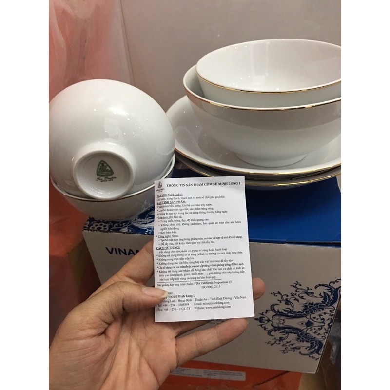 👍🧸 BỘ 6 MÓN TÔ CHÉN DĨA CAO CẤP MINH LONG 👍👍