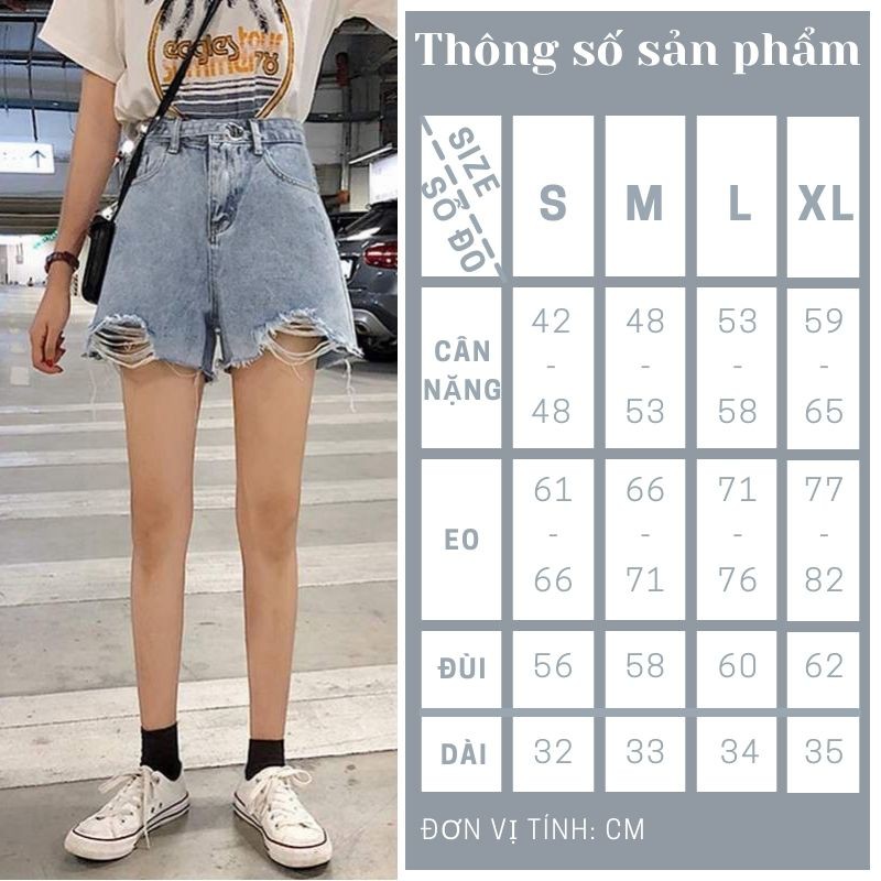 [Mã FAGREEN245 giảm tới 30K đơn 99K] Quần Short Jean Nữ Ống Rộng Cạp Cao Rách Gấu Màu Xanh Đai Cúc Phong Cách 93HEY QS02