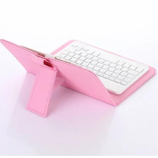 Bao da tích hợp bàn phím cho điện thoại - máy tính bảng 4.5 - 8 inch cho hệ điều hành android (Hồng) ( hàng sẵn )