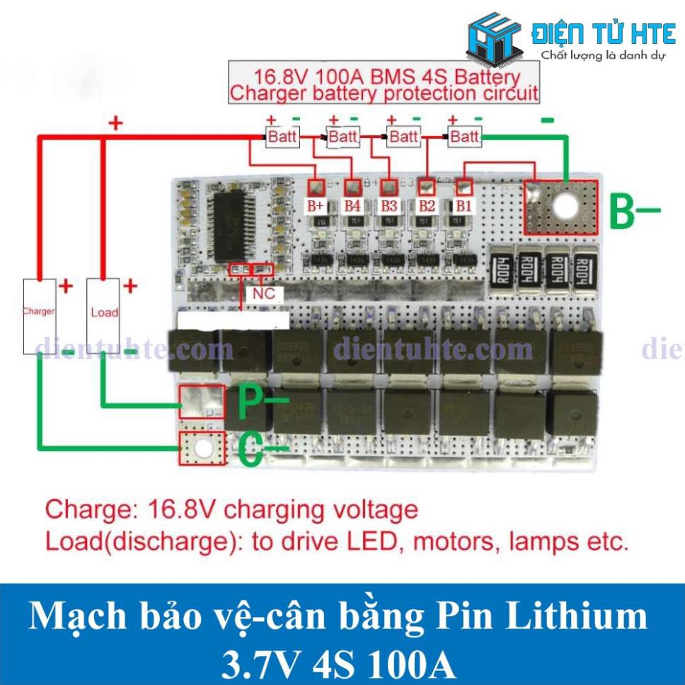 Mạch sạc cân bằng và bảo vệ Pin Lithium 3.7V 3S 4S 5S 100A [HTE Quy Nhơn CN2]