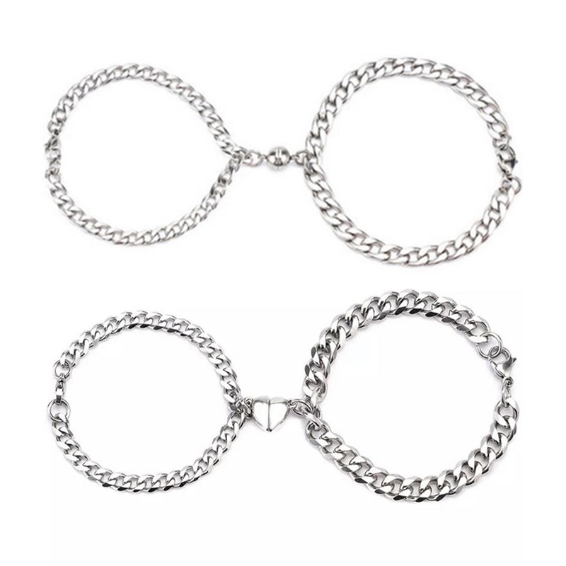 Set 2 Vòng Tay Chuỗi Hạt Đá Từ Tính Hình Trái Tim Cho Cặp Đôi