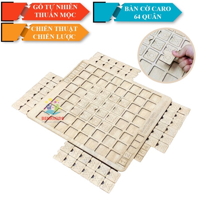 Bàn Cờ Caro Gỗ 64 Quân,Board Game Chiến Thuật Giúp Rèn Luyện Tư Duy Logic