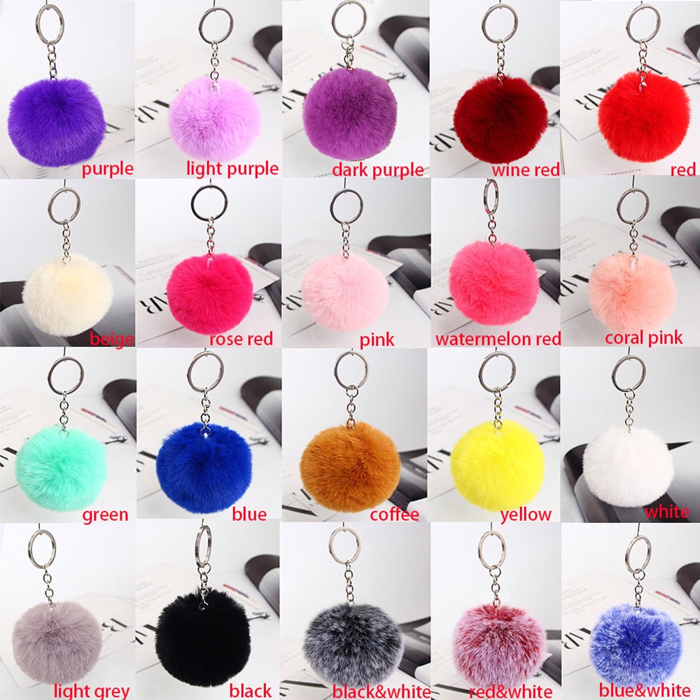 AROMA For Woman Key Ring Soft Fashion Accessories Key Chain Fur  Ball Trendy Pompom Bag Pendant Jewelry Simple Keychains/Multicolor