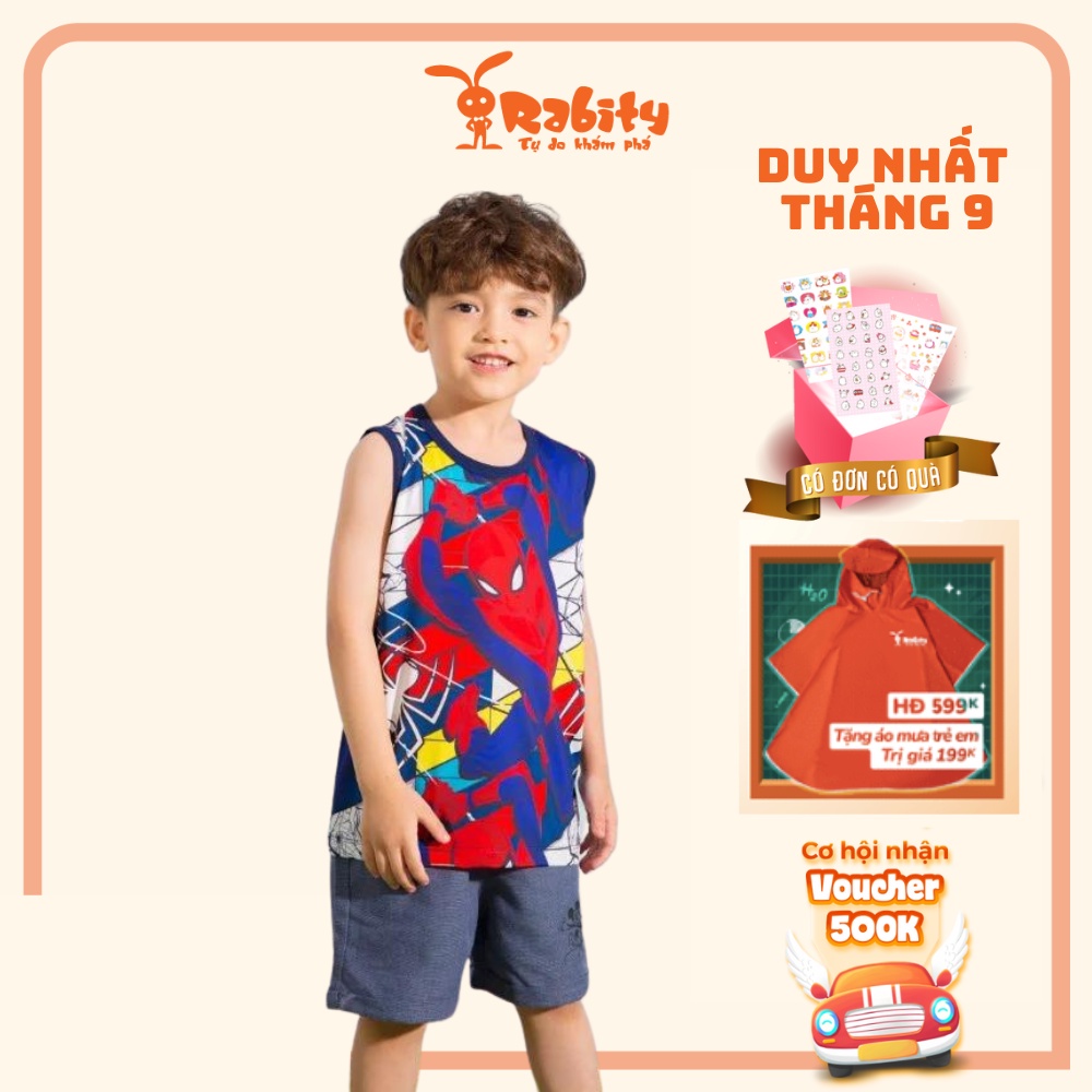 Áo ba lỗ bé trai Spiderman Rabity siêu nhân vải cotton mềm mại thoáng mát 5548