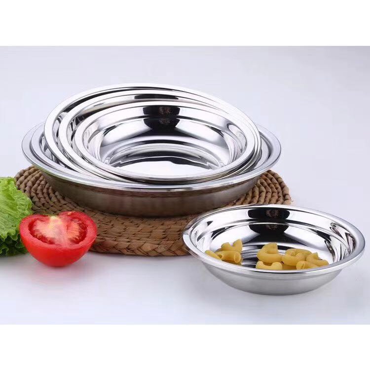 Đĩa inox GORILLA kiểu Hàn Quốc ( từ 18 - 26cm ) màu bạc, đồ gia dụng nhà bếp