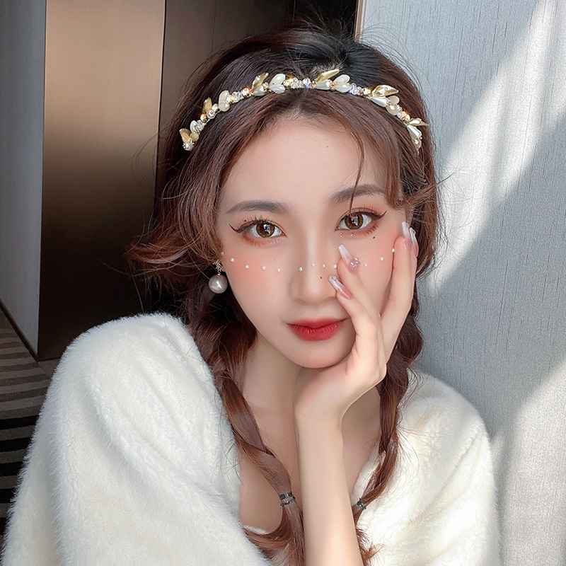 Băng Đô Cài Tóc Hình Chiếc Lá Đính Đá Thanh Lịch Cho Nữ