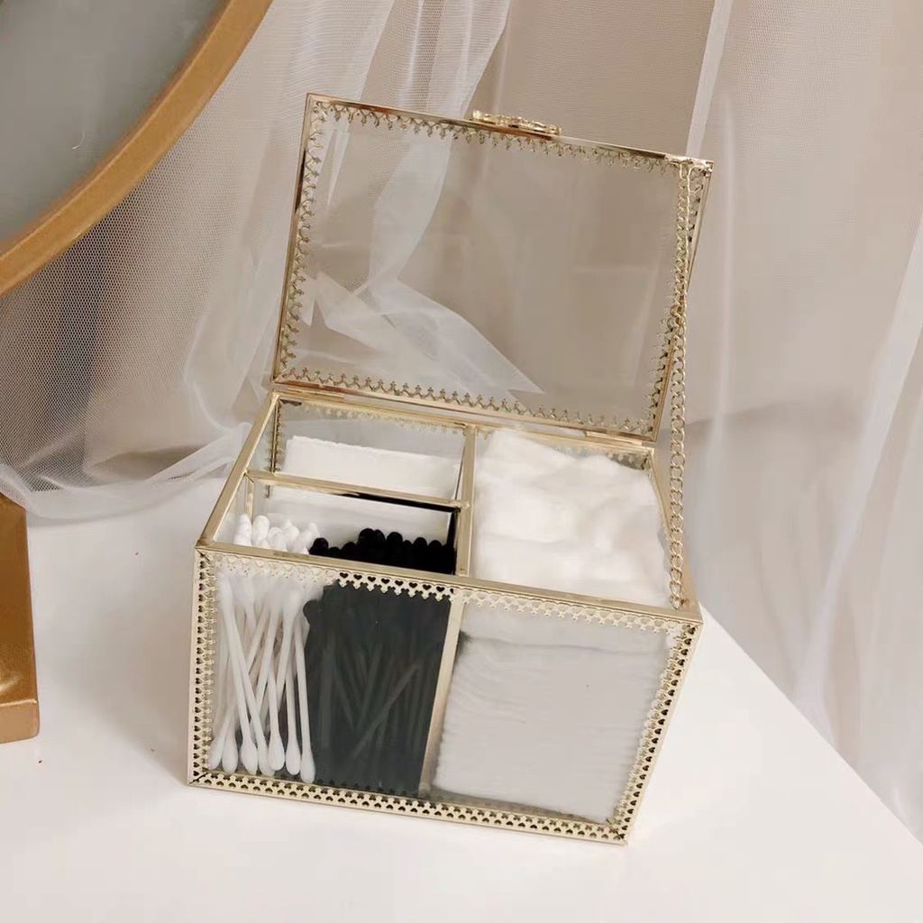 Hộp đựng tăm bông viền kim loại