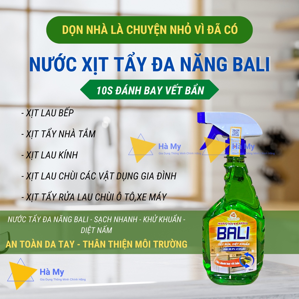 Bình Xịt Tẩy Đa Năng Hữu Cơ BALI 500ML,Tẩy Rửa Vết Bẩn Nhà Bếp,Vệ Sinh Nhiều Được Bề Mặt