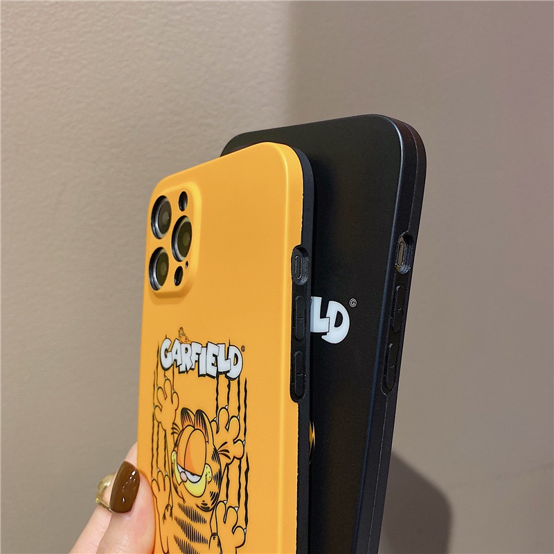 Ốp điện thoại mềm in họa tiết chú mèo Garfield ngộ nghĩnh thích hợp cho iPhone 13 12 11 Pro Max 7/8Plus X/XS XR XS Max