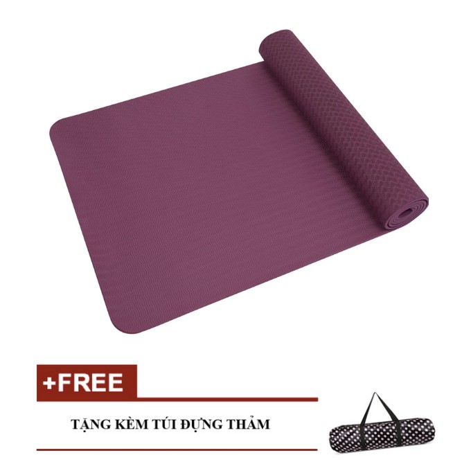 Thảm tập gym & yoga TPE Zeno 1 lớp 8mm + Tặng kèm túi (Tím)