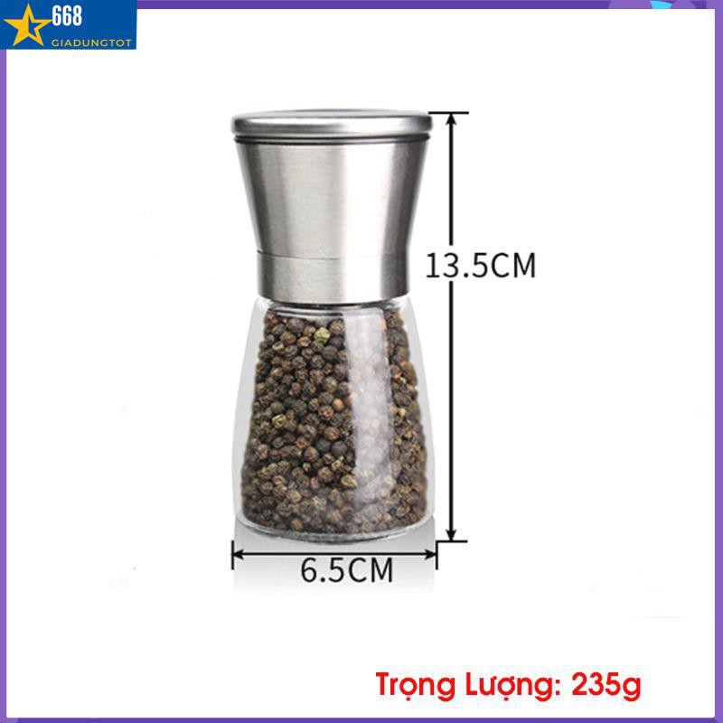 Lọ xay tiêu tự động cao cấp 3 chế độ xay. Chất liệu INOX và thủy tinh cao cấp, an toàn